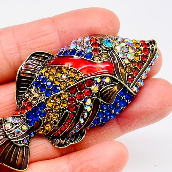 CLEARANCE Fish Brooch Rhinestone Fish Pin - Picture 6 of 6